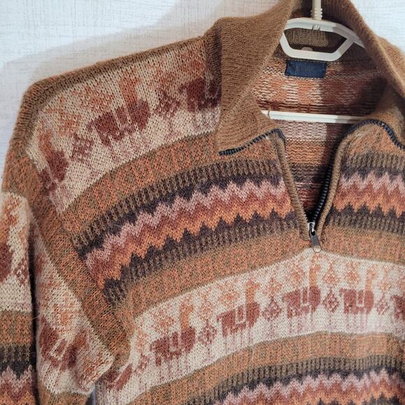 Alpaca Wool Sweater Adult Small Handmade in Peru Multicolor Full Zip Llama EUC - Picture 2 of 7